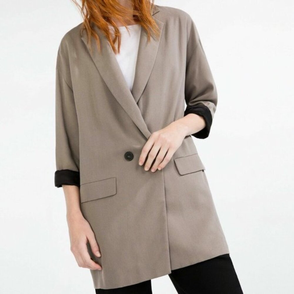 BNWT $149 Zara Long Oversized Jacket Loose Fit Blazer 2398/732